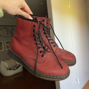 red vintage dr. marten’s boots